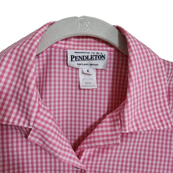 Vintage Pendleton Womens Button Up Shirt Size 8 Pink Checkered Lightweight0 - Picture 3 of 8
